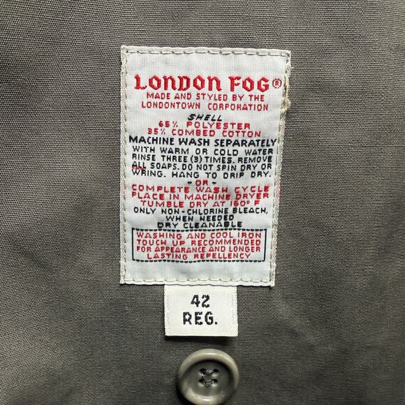 Vintage London Fog Towne Trench Coat Double Breasted Men’s Size 42 Reg Gray - Picture 13 of 16
